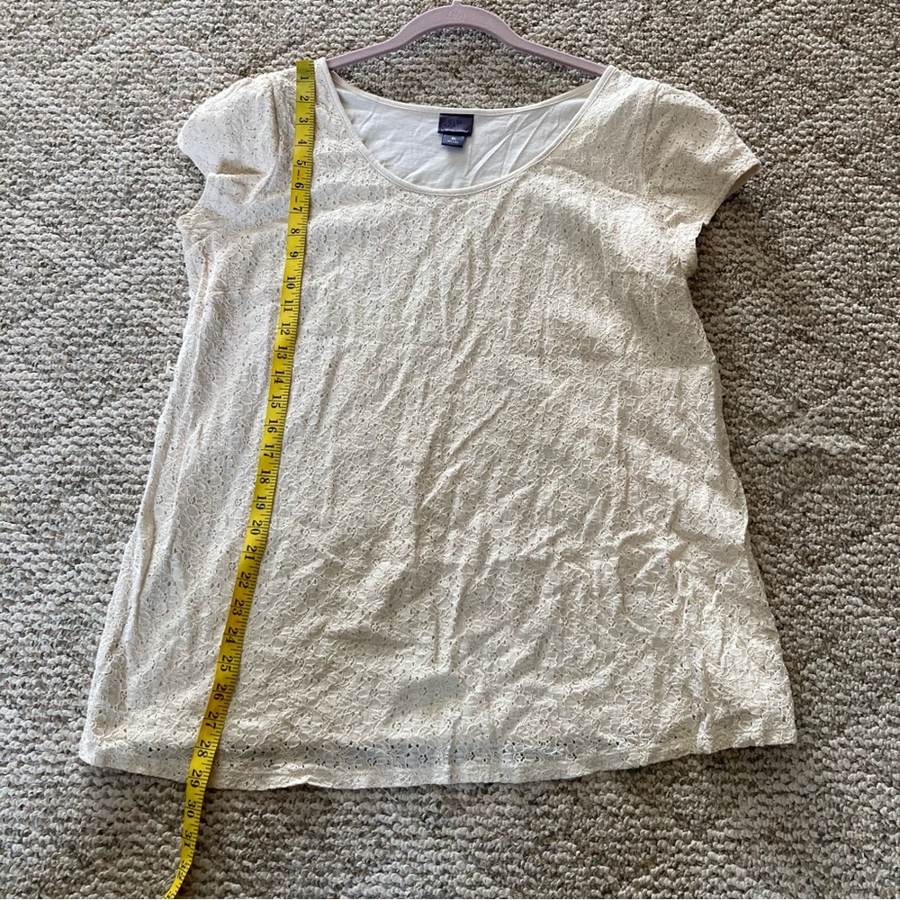 5/$15 Oh Baby Ivory Floral Overlay SS Top XL - Picture 7 of 8